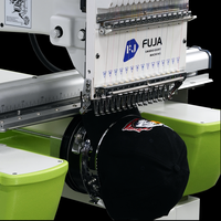 Machine à broder informatisée FUJA à tête unique, 12 ou 15 aiguilles, 400*600mm, pour T-shirts, chapeaux, casquettes, vêtements, sacs et couture plate