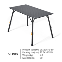 Table de camping pliante en aluminium robuste, hauteur réglable, légère, portable, pour pique-nique en plein air, mobilier d'extérieur moderne