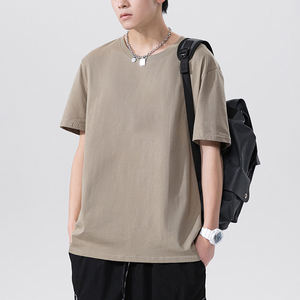 T-shirt ample à épaules tombantes style anime, coupe décontractée, couleur unie, streetwear, grande taille, pour homme, 100 % coton, anti-plis, vente en gros - Product Image 1