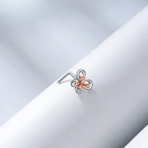 Anelli di gioielli per ragazze in finto naso 925 ciondolo con fiore in argento Sterling Piercing al naso