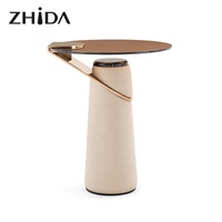 Meizhida — meuble de maison, produit de luxe, pour salon, table centrale en marbre noir et blanc, finition métallique brossée, table basse ou d'appoint