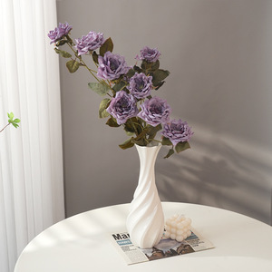 Bouquet de roses artificielles Plain Realm, 3 têtes, fleurs en soie, fait main, décoration de mariage et de maison - Product Image 3
