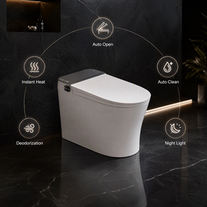 WC intelligent certifié CUPC ETL avec chauffage instantané, cuvette allongée, télécommande et siège chauffant, siphon en P, à poser au sol - Product Image 2