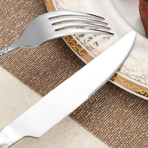 Khách sạn nhà hàng ăn uống 5 cái thép không gỉ màu đen thiết lập dao kéo Hoàng Gia búa Bạc tổ chức sự kiện đám cưới <span class=keywords><strong>Flatware</strong></span> Set - Product Image 5