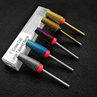 Foret à ongles professionnel YV en acier tungstène, forme ronde, grain 4/6, pour le ponçage des capsules d'ongles en acrylique, avec personnalisation du logo
