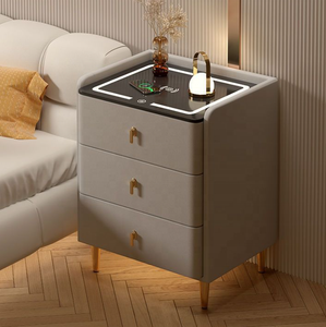 Table de <span class=keywords><strong>Chevet</strong></span> Multifonctionnelle de Luxe en Bois Massif au Design Minimaliste Moderne, Meuble de Chambre Intelligent et Tendance - Product Image 6