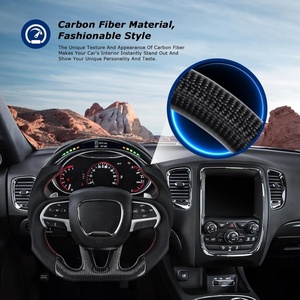Volante de Fibra de Carbono Real <span class=keywords><strong>en</strong></span> Forma de D con Indicador de Cambio LED y Cuero Nappa Perforado para Dodge Charger Challenger <span class=keywords><strong>Durango</strong></span> - Product Image 3