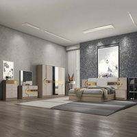 Ensemble de lit King Size en bois au design moderne, pas cher, en gros, double, Queen, MDF, ensembles complets pour la chambre à coucher, meubles de rangement pour appartement