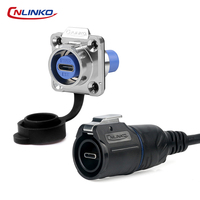 CNLINKO LP16 Tip c M16 IP68 Su Geçirmez Tip c Konnektör Panel Montajlı Endüstriyel Havacılık Fiş Soketi Veri Güç İletimi için