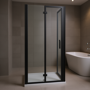 Puerta de ducha plegable semiframeless de 34 a 35-3/8 pulgadas de ancho x 72 pulgadas de alto, vidrio transparente negro mate de 6 mm de grosor - Product Image 2