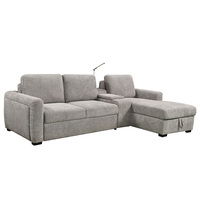 Canapé-lit en L deux places de style européen, rembourrage en éponge, durable, facile à nettoyer, écologique, avec porte-gobelets pour salon et appartement