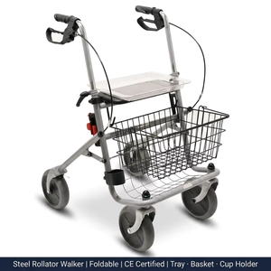<span class=keywords><strong>Deambulatore</strong></span> Pieghevole in Acciaio Economico e Resistente con Sedile e Vassoio, per Anziani e Disabili, Produzione OEM ODM Diretta dalla Fabbrica - Product Image 1