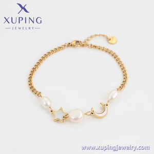 A00897622 Pulsera <span class=keywords><strong>Xup</strong></span>[ing Jewelry de Diseño Clásico con Estrella, Luna y Perla, Material Ecológico, Chapada en Oro de 14k - Product Image 6