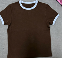 T-shirt Ringer en Coton Tricoté Uni Léger et Doux pour Homme, Coupe Classique, Logo Personnalisé, Vente en Gros