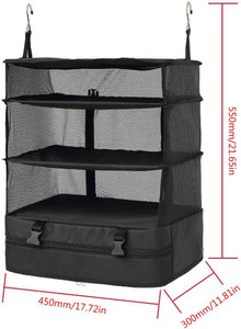 Portable Luggage Closet Organizer <strong>Storage</strong> <strong>3</strong> Shelves Hanging Shelves Travel Packing <strong>Cube</strong> Space Saver Closet Organizer <strong>Storage</strong> - Product Image 5