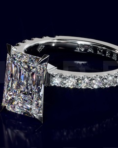 ANILLO DE ESMERALDA, Oro Blanco de 18 Quilates, Anillo de Diamantes Clásico con Certificado IGI para Boda o Compromiso - Product Image 1