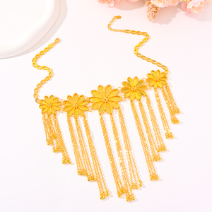 Collier pour femme YIYI, série luxe, style Dubaï, plaqué or, chaîne à maillons, cristal et strass, bijoux de fête de mariage - Product Image 1