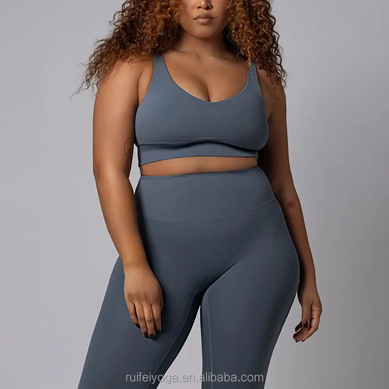 New Custom 5XL Plus Size High Support Sports Bra Fitness Yoga Leggings Workout Clothes 2 Pieces Plus Size Athletic Gym Wear Set