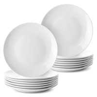 Ensemble d'assiettes à dîner en céramique de porcelaine profonde blanche de haute qualité de 12 pouces pour hôtel restaurant