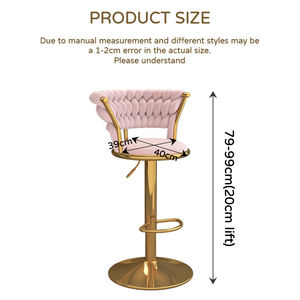 Taburete de Barra para Isla de Cocina o Desayunador con Respaldo Ergonómico Curvo, Tapizado en Terciopelo, Estructura Dorada y Altura Ajustable - Product Image 2