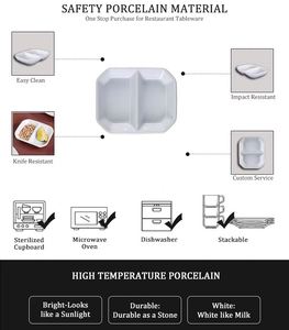 Plat à sauce rectangulaire en porcelaine à 2 compartiments, compatible lave-vaisselle et micro-ondes, écologique, durable, pour usage en restaurant et hôtel - Product Image 4