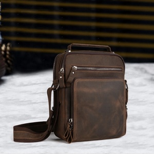Vintage Crazy Horse Leather Men Messenger Shoulder Crossbody Bag Canvas Cross Body Bag for Men and Women - Product Image 4