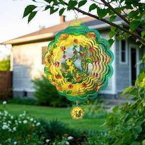 Colorful 12-Inch Flamingo Metal Wind Spinner Rectangle Garden Stake for Yard and Garden Decor - Product Image 5