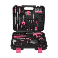Ensemble d'outils de 153 pièces avec perceuse sans fil, outils à main en acier au carbone, coffret moulé par soufflage pour la réparation à domicile et les projets de bricolage