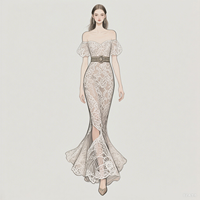 Maßgeschneidertes Y2K Slim Sexy Netzstoff-Kleid mit Jacquard-Muster, Transparentes Casual Midi-Kleid für Damen, Langärmliges Empire-Taille Spitzenkleid