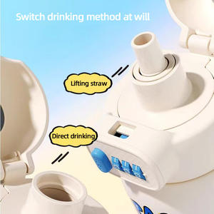 Taza <span class=keywords><strong>termo</strong></span> para niños con cerradura de combinación de dibujos animados, <span class=keywords><strong>botella</strong></span> de agua al vacío aislada de acero inoxidable con tapa de paja para estudiantes - Product Image 2