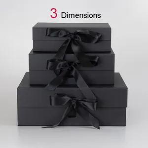 На заказ, магнитные складные черные подарочные коробки из крафт-бумаги