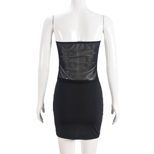 Viviblook Z1106ST06 nueva moda malla Patchwork Sexy traje elegante sin tirantes tubo Top Mini falda traje para mujer conjunto de dos piezas - Product Image 5