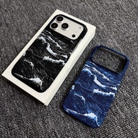 Nouvelle Tendance Coque de Téléphone Magnétique en Fibre de Carbone à Motif Vague Givré pour iPhone 17 16 15 14 Pro Max Plus – Protection Arrière Rigide