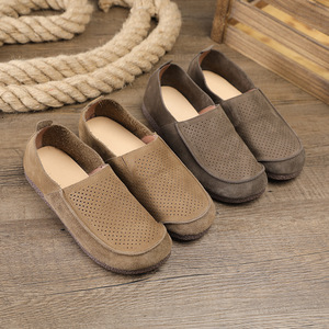 Mocasines de Gamuza para Hombre, Punta Redonda, Sin Cordones, Transpirables, Casuales de Verano, Forro de Cuero Genuino, Suela de Goma - Product Image 1