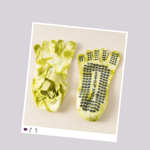 Biểu Tượng Tùy Chỉnh Cotton Yoga Grip Vớ Phụ Nữ Nữ Thấp Cắt Nhuộm Tie Thoáng Khí Chéo Dewy Thực Hành Non-Slip Pilates Vớ - Product Image 4