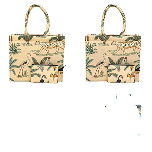 Jungle Animal Print Canvas <b>Tote</b> <b>Bag</b>, Large Capacity Shoulder Handbag with <b>Small</b> PouchReusable Shopping <b>Bag</b> - Product Image 1