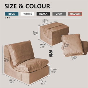 Canapé-lit simple pliable sur mesure en tissu, réversible, style crème, convertible et pliable pour petit appartement et salon - Product Image 4