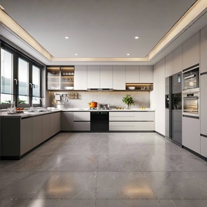 <span class=keywords><strong>Cucina</strong></span> luminosa <span class=keywords><strong>a</strong></span> forma di L bianca <span class=keywords><strong>con</strong></span> tomaia in vetro smerigliato e flusso intelligente - Product Image 1