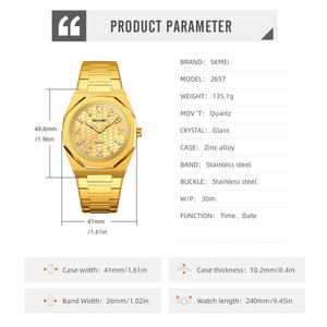 Montre analogique à quartz pour homme, sportive, de haute qualité, en acier inoxydable, personnalisée, avec cadran octogonal en nid d'abeille de 41 mm, étanche - Product Image 5