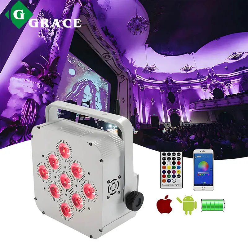 Grace 9*18w Rgbwauv WIFI Wireless Dmx Fernbedienung LED Par Batterie betriebene Flächen leuchte