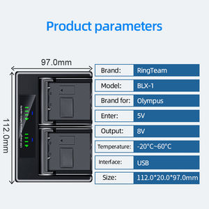เครื่องชาร์จแบตเตอรี่ BLX1สำหรับกล้อง <span class=keywords><strong>Olympus</strong></span> OM-1 Micro SLR ช่องคู่พร้อมจอแสดงผล LCD ที่ชาร์จคู่แบบ USB 10W ป้องกันการโอวพีพี - Product Image 5