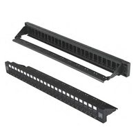 Panel Patch Keystone Kosong 1U 19 Inch 24 Port Cat5e Cat6 RJ45 Rak Mount Plastik Hitam untuk Kabel Jaringan