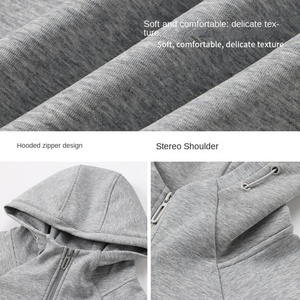 Sudadera con capucha y cremallera en el hombro, diseño liso, talla XS, ajuste holgado, chaqueta de otoño, venta al por mayor disponible - Product Image 4