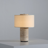 Lampe de table LED rechargeable Aurum en marbre naturel, alimentée par USB, style européen et américain, abat-jour en tissu, pour chambre à coucher