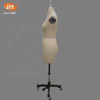 Maniquí de Medio Cuerpo Femenino, Talla Estadounidense 0-10, Parte Superior del Cuerpo de Fibra de Vidrio, Puede Fijarse con Alfileres, Pose de Pie Ajustable, Base con Ruedas