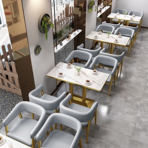 Snack <b>bar</b> with Double Person Booths and Sofa-style Seating Serving Hamburgers Desserts and Milk Teas <b>Table</b> and Chair Set - Product Image 1