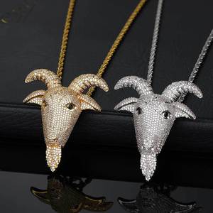 Goat Head Animal Hip Hop Pendant Custom Real Gold Plated Prong Setting 925 Silver Moissanite Bespoke Bling <b>Iced</b> <b>Out</b> <b>Chains</b> - Product Image 1
