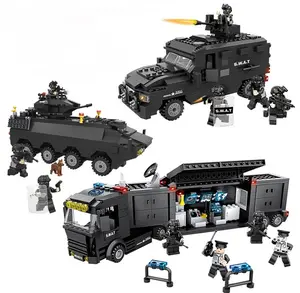 צבאי SWAT משטרת שריון רכב רכב פיקוד חלקיקים קטנים אבני בניין סט Creative לבני צעצועי ילד ילד מתנה
