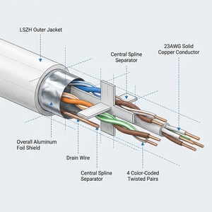 สายเคเบิลอีเธอร์เน็ตในอาคาร Hanwei รุ่นพรีเมียม Cat6A F/UTP ป้องกันสัญญาณรบกวน ขนาด 23AWG LSZH สีขาว ยาว 305 เมตร รองรับความเร็ว 10Gbps รุ่น CCS-65FG004-LNWH-R305 - Product Image 6