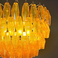 Lustre en verre ambré médiéval français, verre soufflé à la main, chaîne en bronze, luminaire suspendu vintage pour villa, salle à manger, hôtel